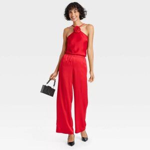Red Wide Leg Pant